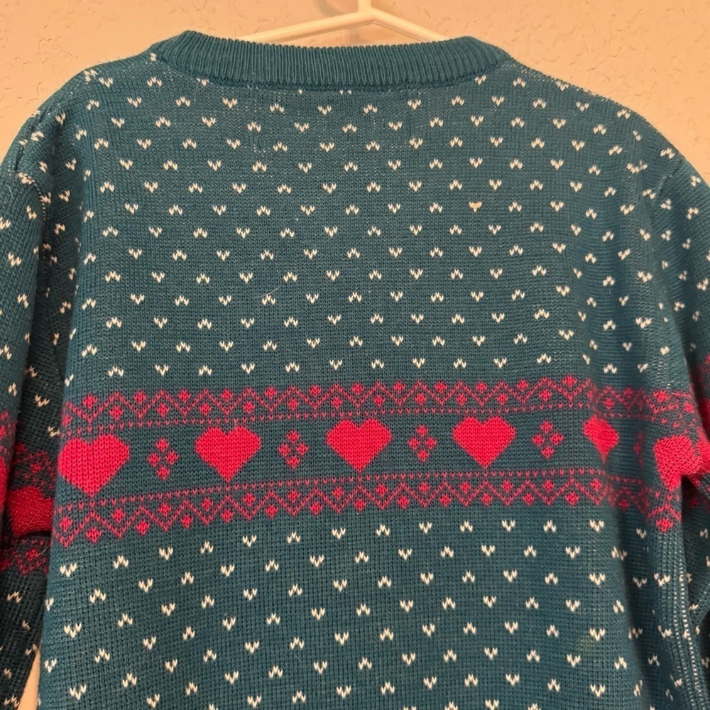 Rocky Retro Style Heart Printed Wool Blend Knit Sweater - Picture 8 of 8